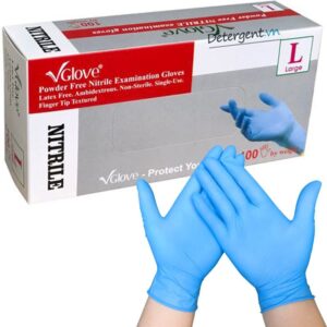 Găng Tay Vglove Nitrile Màu Xanh Không Bột size M (50 Đôi/1 hộp)